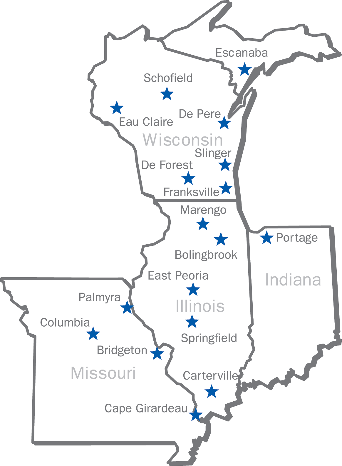 Roland locations, wisconsin, missouri, illinois, indiana